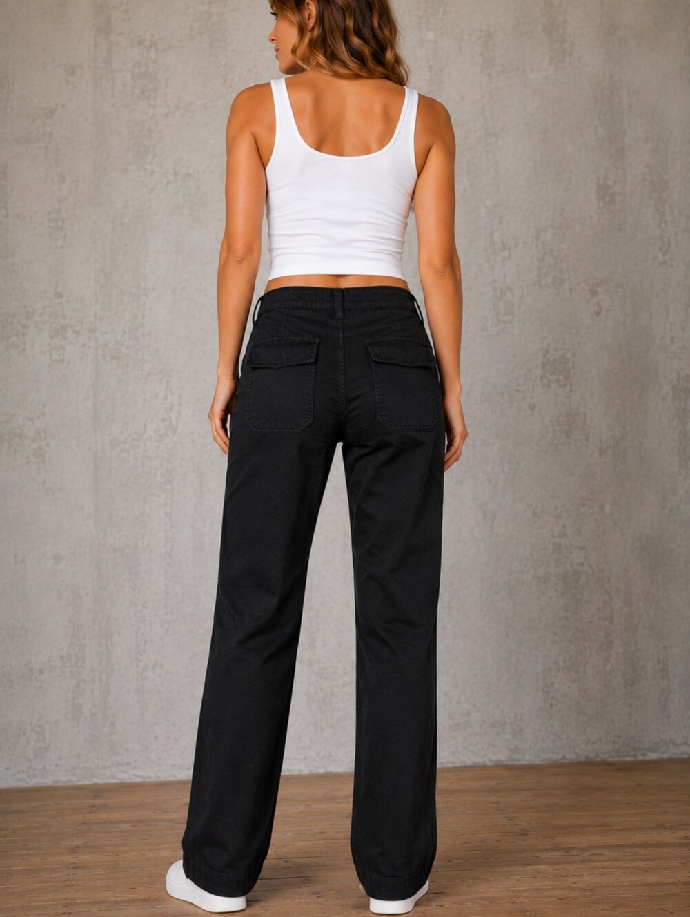 Flamingals Classic High-Rise Straight Leg Cargo Pants - Black NWT Small - Picture 2 of 9